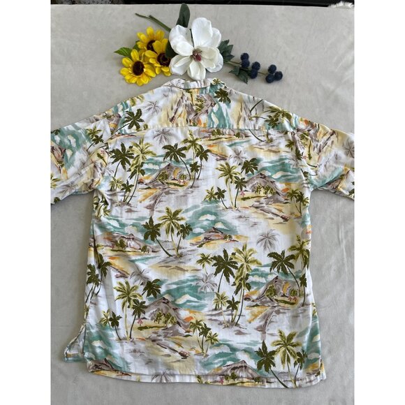 Kona Kai Mens Hawaiian Shirt Tropical Palm Tree colorful Print - Size M Y2K - Picture 2 of 7